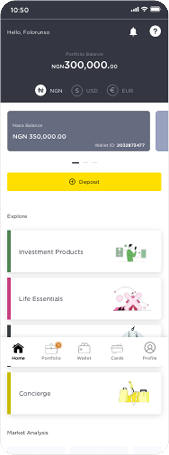 Old M36 app dashboard